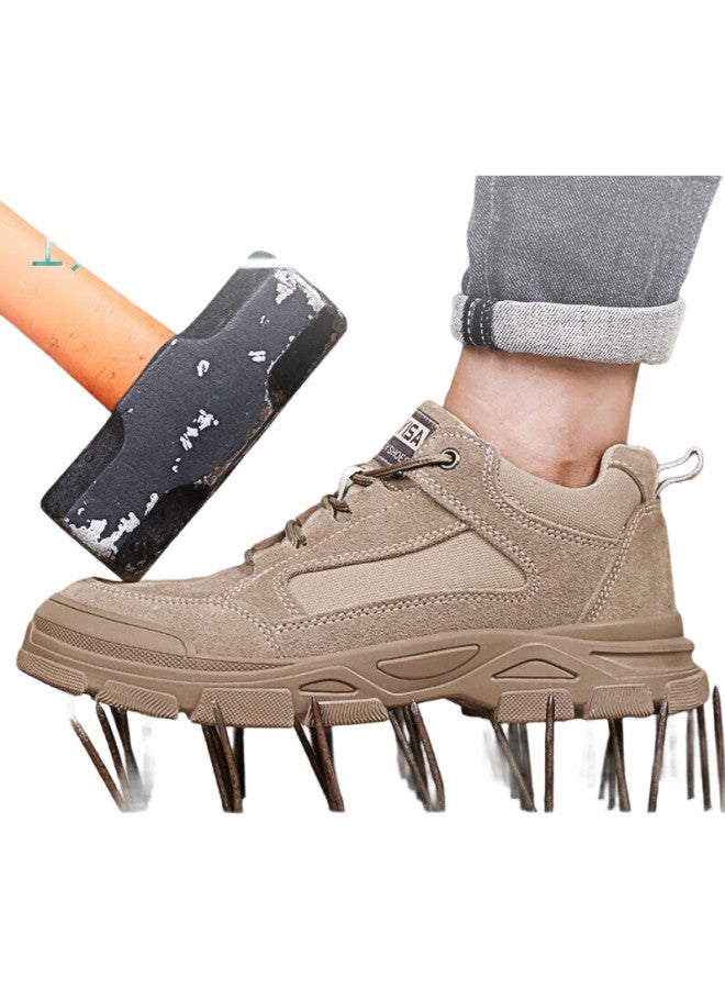 JUNBU أحذية أمان للرجال، كعب فولاذي شتوي، مضادة للسحق، مضادة للثقب، مقاومة للاهتراء، خفيفة الوزن، أحذية أمان وظيفية لعمل اللحام 0273 مقاس 43 - Image 1