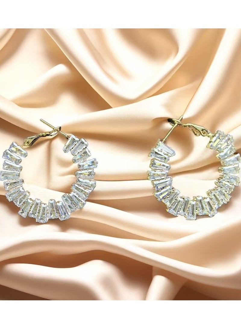 Illuminating Elegance Gold-Tone Crystal Hoop Earrings