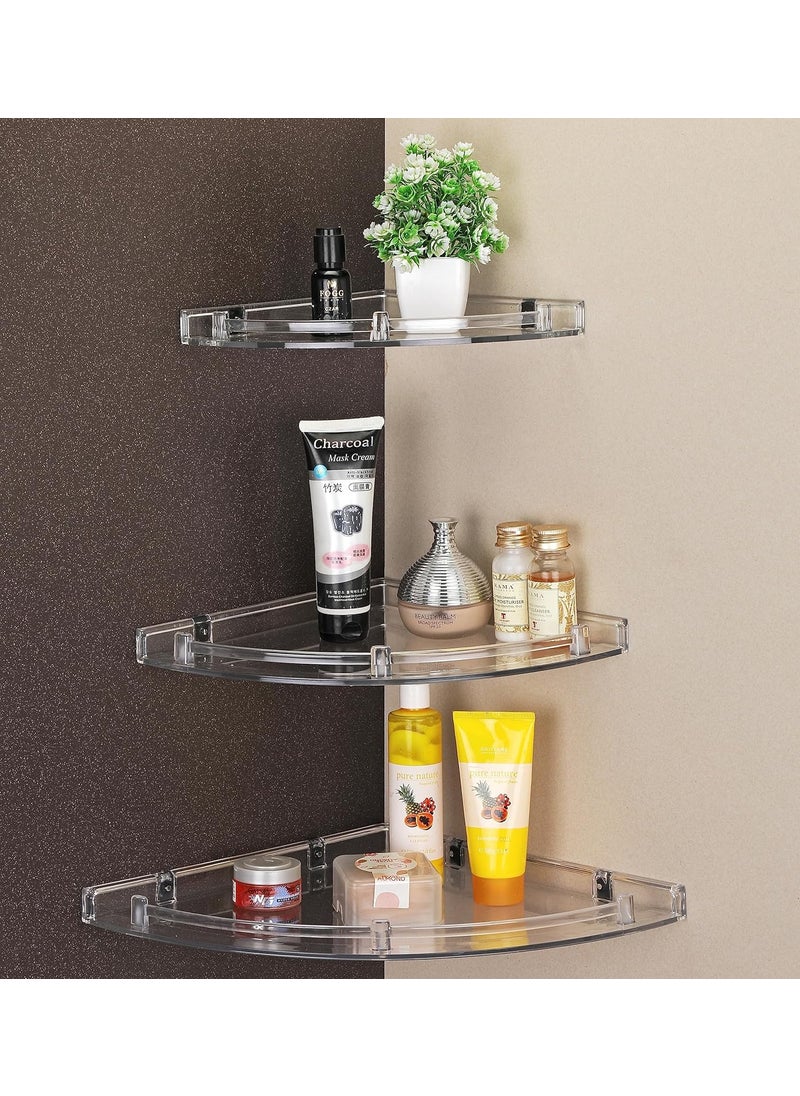 iSTAR iSTAR Multipurpose Unbreakable Acrylic Bathroom Shelves Bathroom Accessories Corner Wall Shelf (Size 8 inch, 10 Inch, 12 Inch) (3 Piece Set) (Transparent)  - Image 1