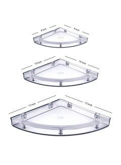 iSTAR iSTAR Multipurpose Unbreakable Acrylic Bathroom Shelves Bathroom Accessories Corner Wall Shelf (Size 8 inch, 10 Inch, 12 Inch) (3 Piece Set) (Transparent)  - Image 2