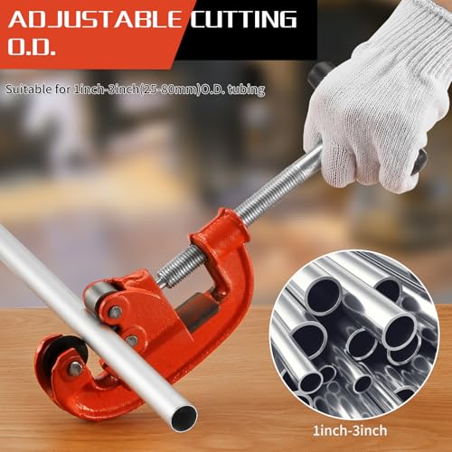 GQGP Professional Pipe Cutter Tool for 1-3" Pipes,Heavy Duty Metal Tube Cutter to Galvanized Pipe,Ironr, and PipeCopper,Metal Tube Cutter Great With 2 additional blades for Plumbers or Metalworkers - Image 3