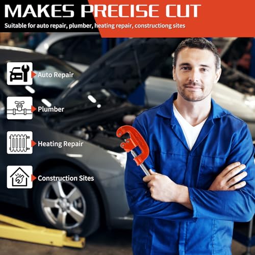GQGP Professional Pipe Cutter Tool for 1-3" Pipes,Heavy Duty Metal Tube Cutter to Galvanized Pipe,Ironr, and PipeCopper,Metal Tube Cutter Great With 2 additional blades for Plumbers or Metalworkers - Image 4