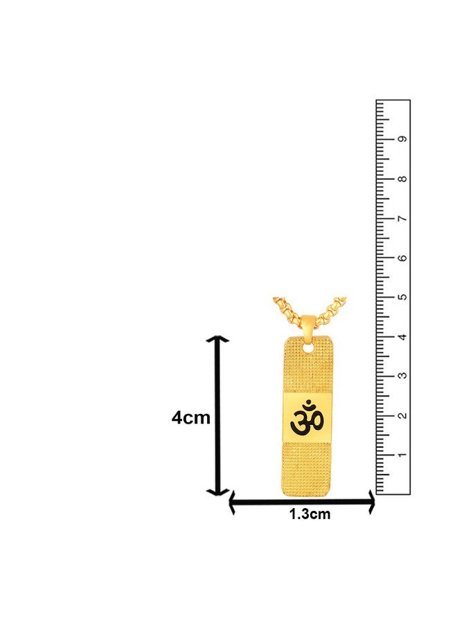 Mahi Gold Plated Lord Om Engraved Dual Side Locket Pendant with Chain for Men and Women (PS1101915G) - Image 5
