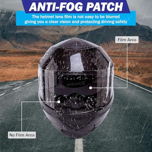 MIKANIX Bike Helmet Visor Anti Fog Film Tempered | Fog-Resistant Clear Visibility During Riding in Humid Cold Weather Foggy Days Universal for All Motorcycle Helmet - Image 3