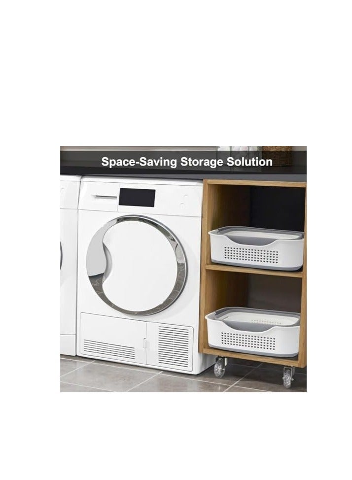 Bukela Laundry Basket Large Foldable 40L with Handle, Collapsible Handled Plastic Washing Clothes Laundry Bin Container, Multi purpose Organizer Storage Washing Basket for Home Gray - Image 5