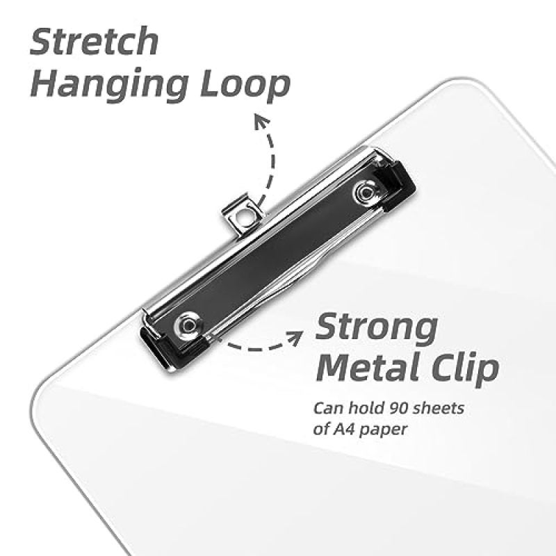 Transparent Acrylic Clipboard: Lightweight Plastic, Low-Profile High-Capacity Clip - Smooth Writing Surface, Rounded Edges for Students in Classrooms, Fieldwork, Lecture Halls - Image 4