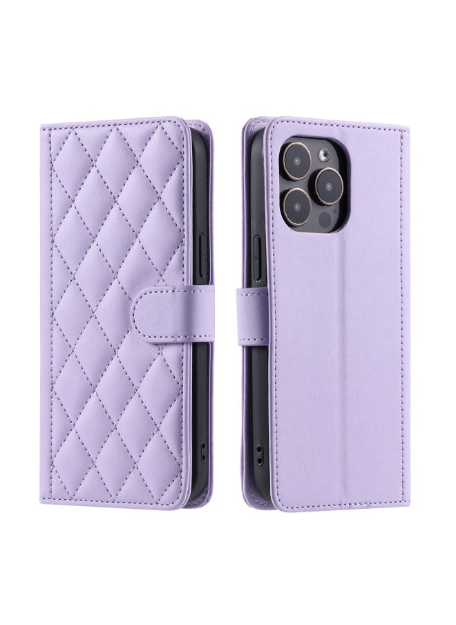 Suitable For Iphone15Promax Xiaoxiang Style Mobile Phone Leather Case For Iphone16 Mobile Phone Case Rhomboid Mobile Phone Protective Case-Color:Black-Applicable Model:For Iphone 14plus