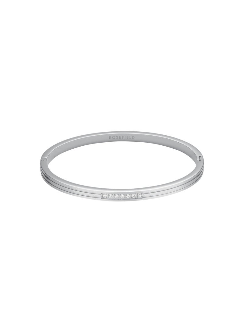 RoseField Rosefield Striped Bangle with Crystals Silver - JBSCS-J1038  - Image 1