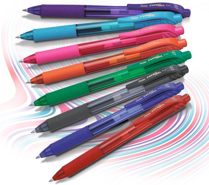 Pentel BL107-VX EnerGel-X Retractable Liquid Gel Pen (0.7mm) Metal Tip, Violet Ink, Box of 12 (BL107-V) - Image 5