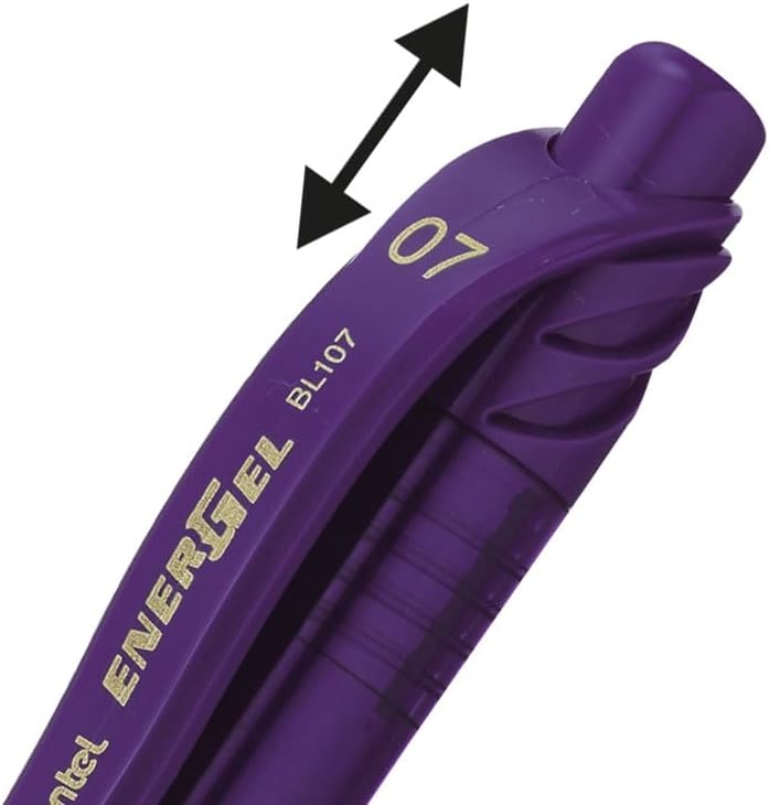 Pentel BL107-VX EnerGel-X Retractable Liquid Gel Pen (0.7mm) Metal Tip, Violet Ink, Box of 12 (BL107-V) - Image 4