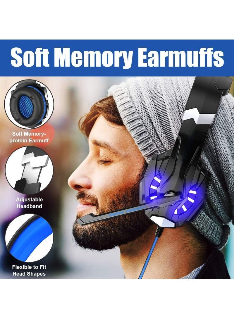 G9000 Stereo Gaming Headset for PS4 PC Xbox One Controller, Noise Cancelling Over Ear Headphones with Mic, LED Light, 7.1 Surround Sound, Soft Memory Earmuffs for Nintendo Switch 3DS - Image 1