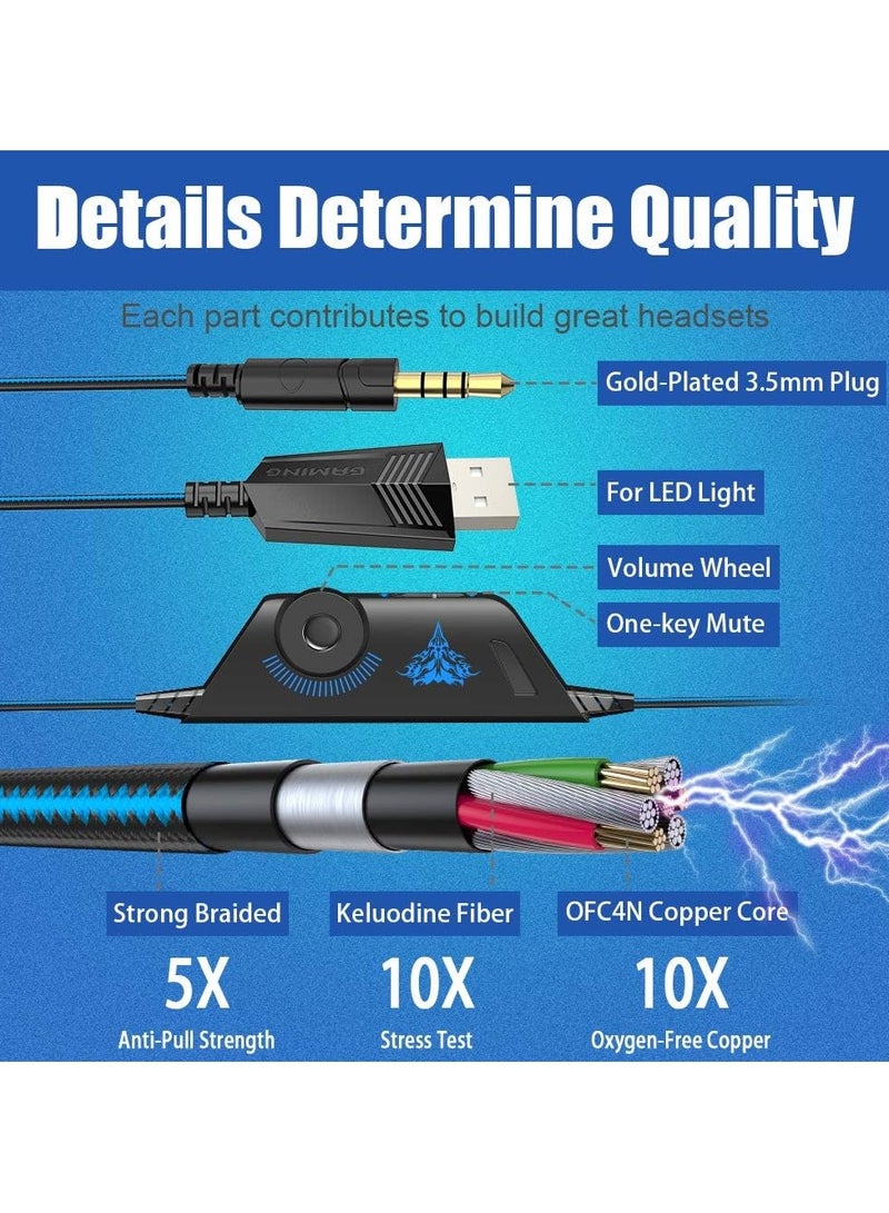 G9000 Stereo Gaming Headset for PS4 PC Xbox One Controller, Noise Cancelling Over Ear Headphones with Mic, LED Light, 7.1 Surround Sound, Soft Memory Earmuffs for Nintendo Switch 3DS - Image 4