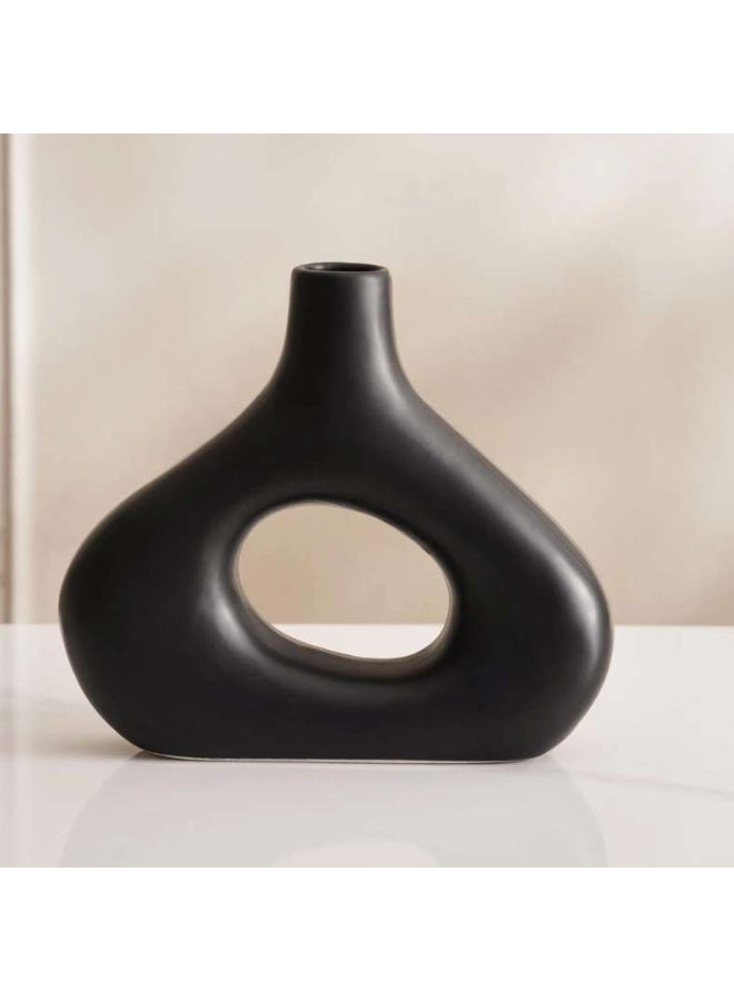 Pan Home Hollow Shape Ceramic Vase - Black - Image 4