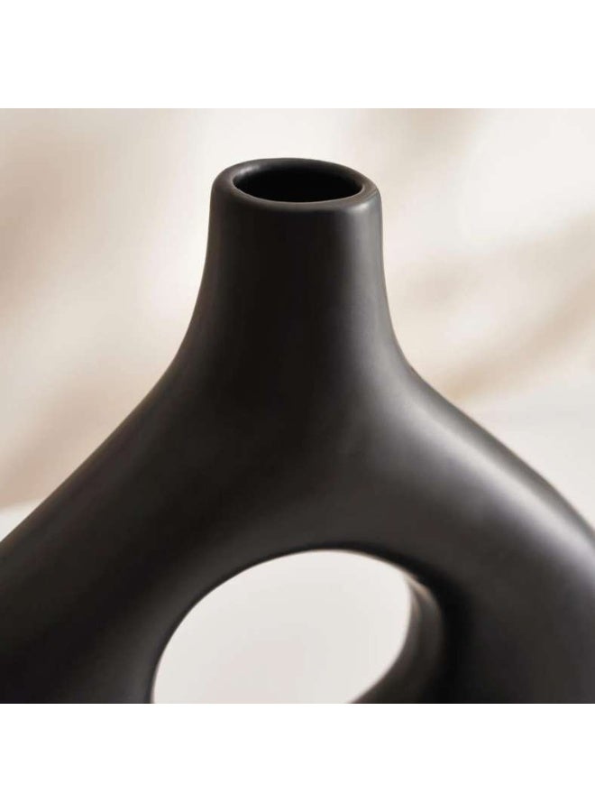 Pan Home Hollow Shape Ceramic Vase - Black - Image 2