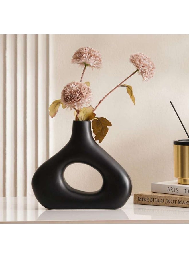 Pan Home Hollow Shape Ceramic Vase - Black - Image 1