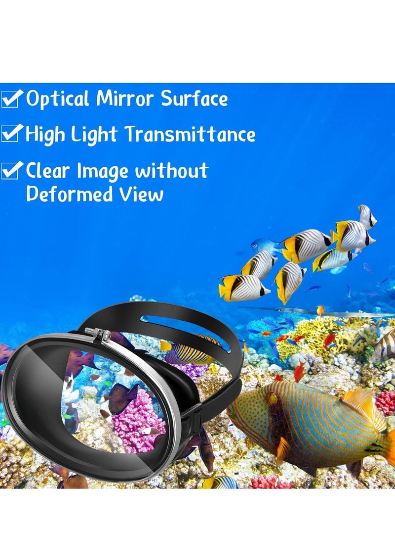 Generic 2 Pcs Oval Shape Scuba Diving Mask Classic Freediving Retro Anti Fog Tempered Glass Lens Stainless Steel Silicone Goggles for Adults Men Women Spearfishing Snorkeling Swimming Black - Image 4