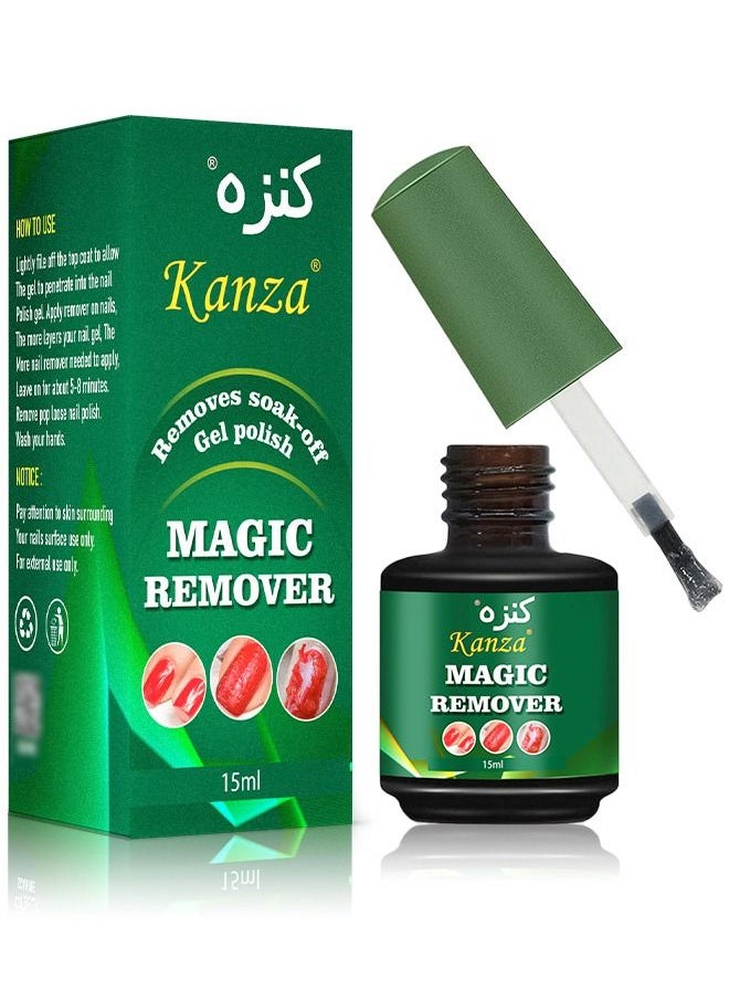 Kanza - Magic Nail Polish Remover Gel Professional Non-Irritating Nail Polish Remover Soak-Off Gel Polish Remover UV Art Gel Nail Polish Magic Remover Magic Nail Products Remover 15ml - Image 1