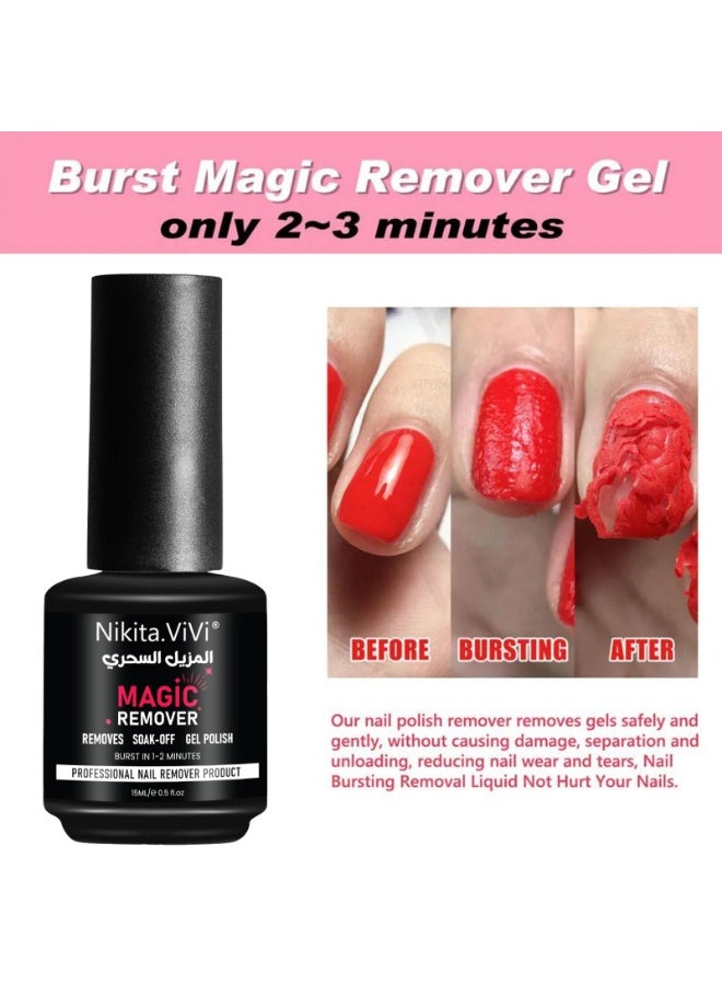 NIKITA.VIVI Magic Nail Polish Remover Gel Professional Non-Irritating Nail Polish Remover Soak-Off Gel Polish Remover UV Art Gel Nail Polish Magic Remover Magic Nail Products Remover 15ml - Image 3