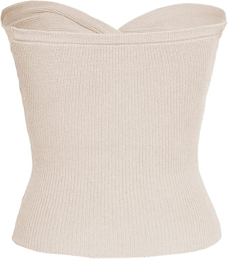 klarako Sleeveless Tube Top Women Sexy Strapless Rib Knit Twist Knot Ruched Bandeau Tank Top Summer Casual Slim Fit Knitted Crop Top - Image 5