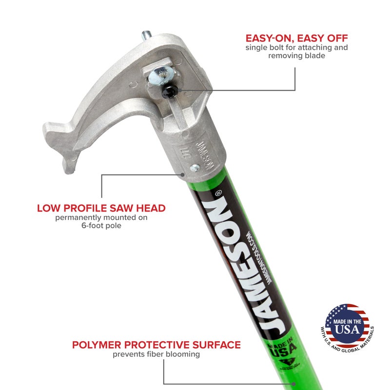 Jameson LS-Series Hollow Core Landscaping Tree Trimming Kit | 16â€ Barracuda Saw Blade | 18-Foot Reach | Fiberglass Poles with Leaf Spring Locking Buttons | Tree Pruning & Trimming Tool - Image 5