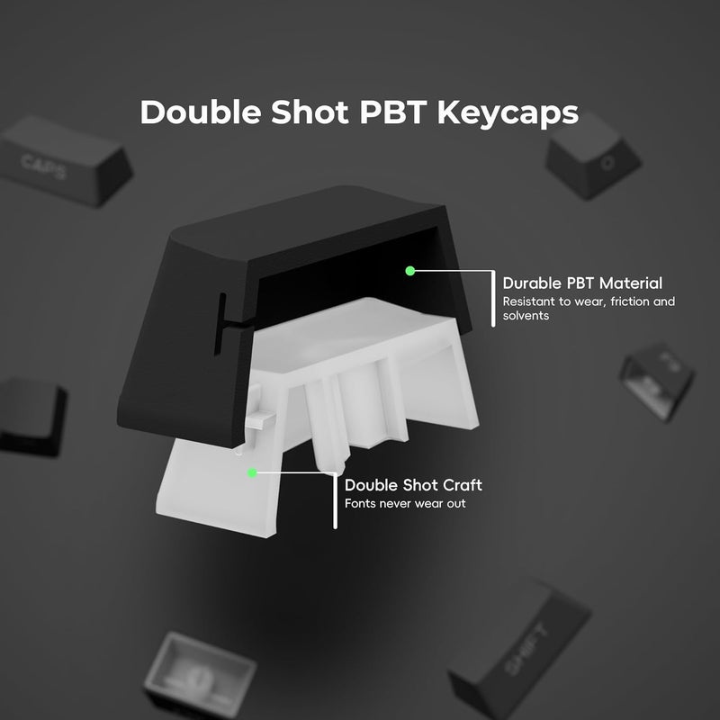 SDYZ Double Shot PBT Keycap Set with Side Shine Through Character, for Mechanical Keyboards, Full 131 Key Set, OEM Profile - Black - Image 4