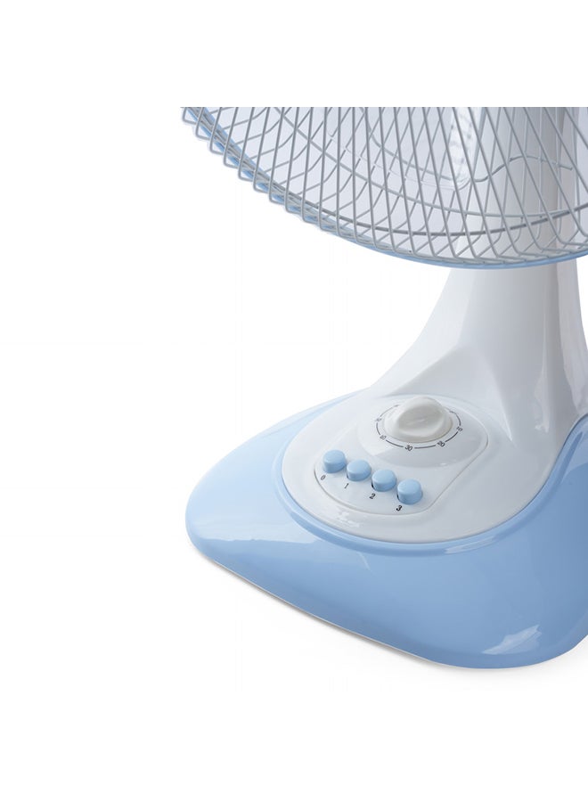 SONASHI 16 Inch Desk Fan With 3 Speeds - Oscillation Functions | Streamlined Portable Design With 5 Blades And Korea Guard Ring | Low Noise Function SF-8028D White/Blue - Image 3