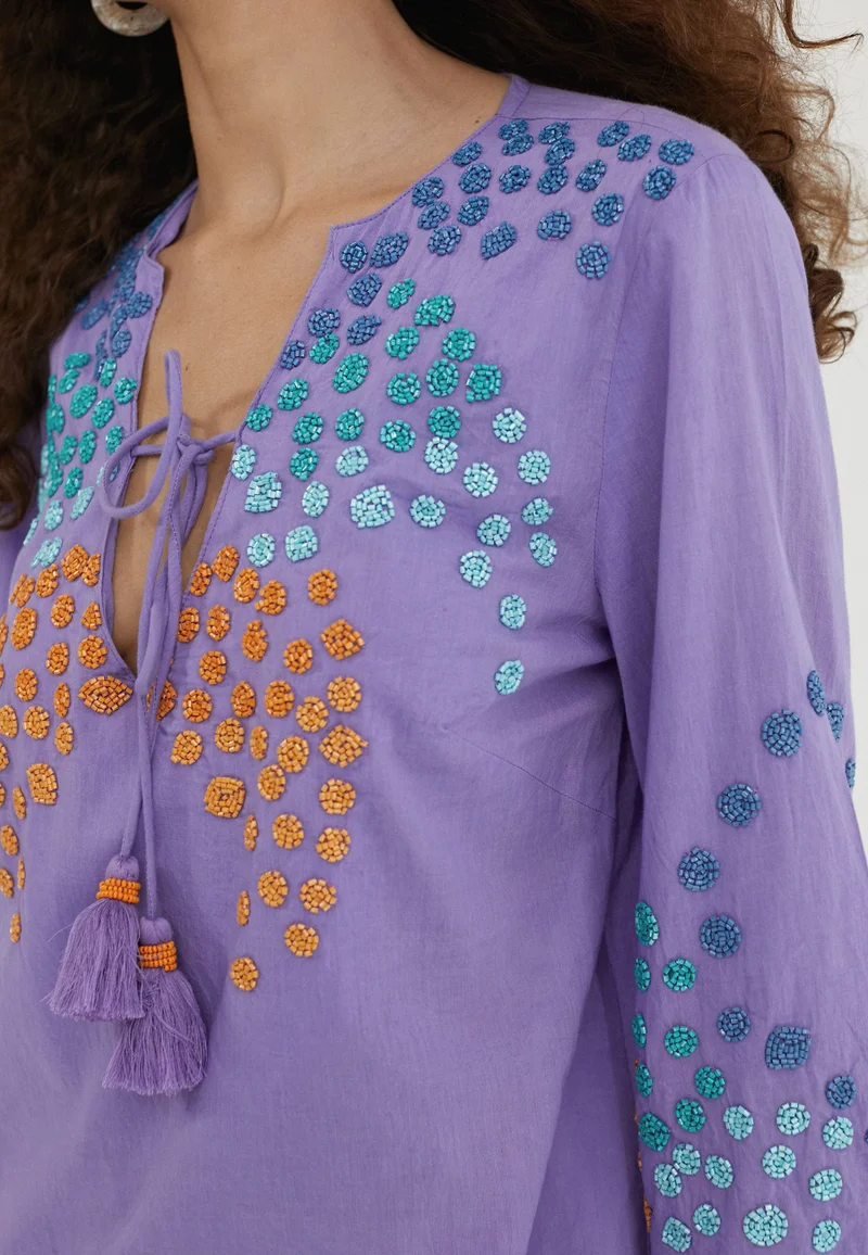 Lola Casademunt Short embroidered caftan