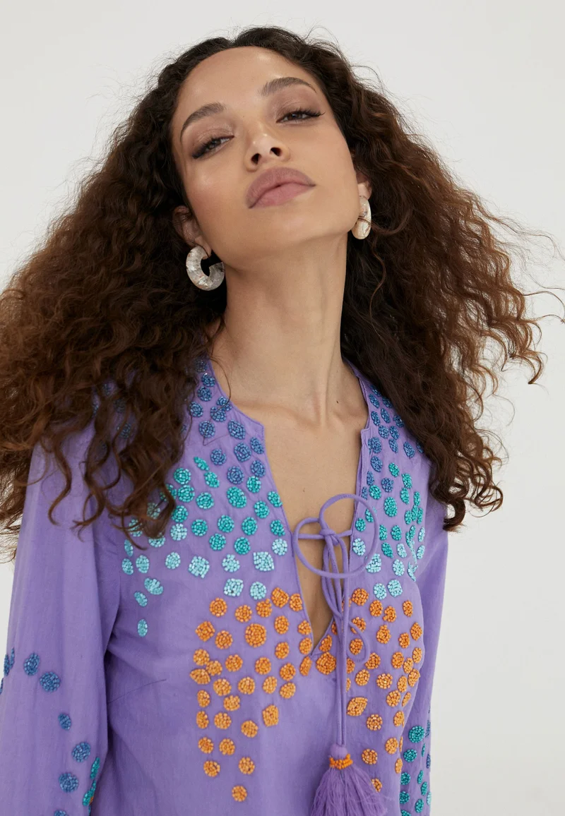 Lola Casademunt Short embroidered caftan