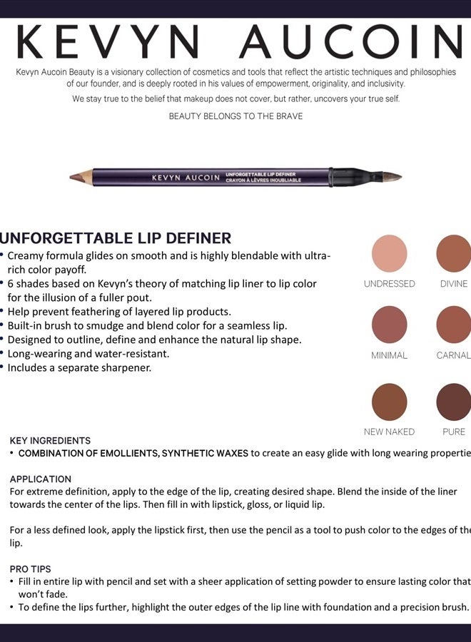 Kevyn Aucoin Unforgettable Lip Definer, Minimal: Long-wearing makeup lip definer. Water-resistant, defined tip accentuates lips. Blend-able. Dual-ended pencil and brush. All skin tones and types. - Image 3