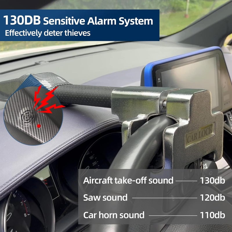 OPSOOPI Steering Wheel Lock with 130db Alarm - Universal Car Security for Truck/Auto/SUV/Van - Image 2