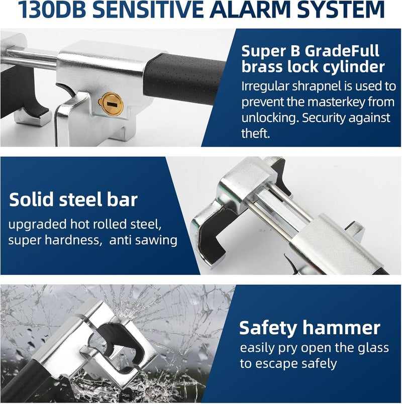 OPSOOPI Steering Wheel Lock with 130db Alarm - Universal Car Security for Truck/Auto/SUV/Van - Image 4