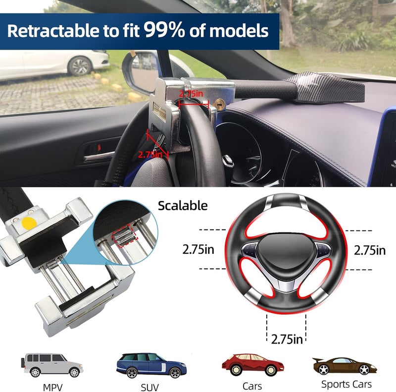 OPSOOPI Steering Wheel Lock with 130db Alarm - Universal Car Security for Truck/Auto/SUV/Van - Image 5