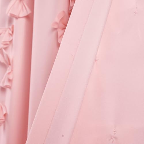 Lush Decor Riley Light Filtering Window Curtain Panel, Single 54" W x 84" L, Pink - Cute Pink Curtains for Bedroom - Bow Decor - Coquette Curtains for Windows - Image 5