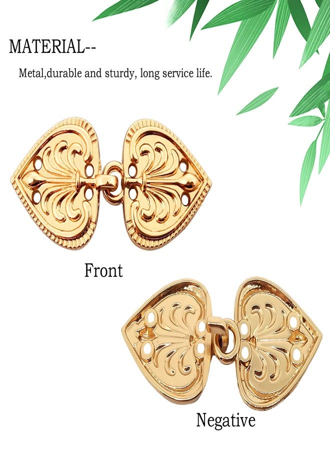 ZLYY Monkey Rise 5Pairs Cape or Cloak Clasp Fasteners,Vintage Cape Clasps Swirl Flower for Clothing Sew on Hooks 46x20mm/1.81x0.78Inch(Light gold) - Image 2