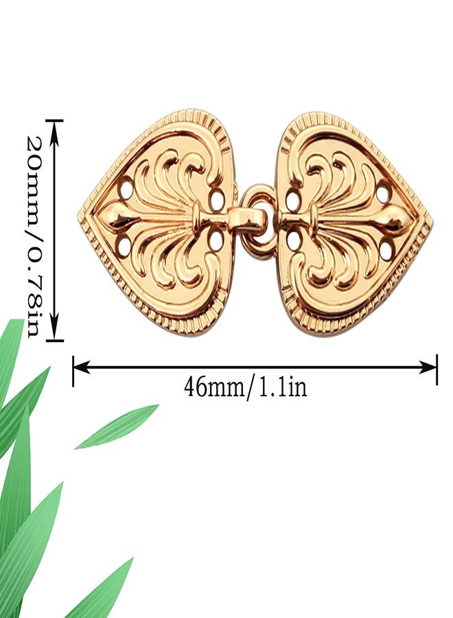 ZLYY Monkey Rise 5Pairs Cape or Cloak Clasp Fasteners,Vintage Cape Clasps Swirl Flower for Clothing Sew on Hooks 46x20mm/1.81x0.78Inch(Light gold) - Image 3