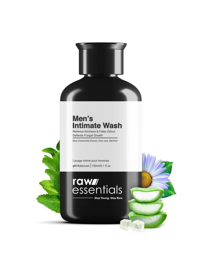 Raw Essentials Intimate Wash for Men 150 ml, Relieves Itchiness & Odour, Prevents Fungal Growth, Brightens Groin Area, pH Balanced, Sulphate Free, Paraben Free - Image 1
