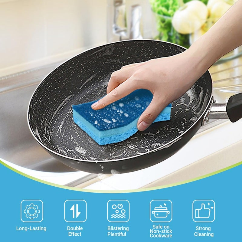 AIDEA Sponges Kitchen, Non-Scratch Scrub Sponge, 24Count, Sponges for Non-Stick Cookware, Kitchen Sponge for Dishes, Cleans Fast Without Scratching, Cleaning Power for Kitchen, Bathroom, Household - Image 2