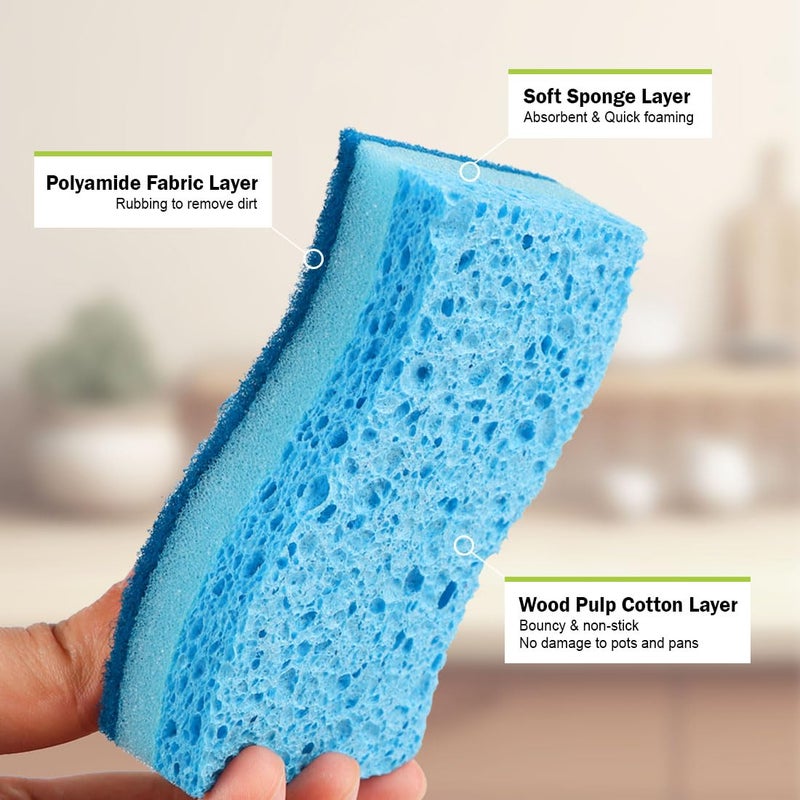 AIDEA Sponges Kitchen, Non-Scratch Scrub Sponge, 24Count, Sponges for Non-Stick Cookware, Kitchen Sponge for Dishes, Cleans Fast Without Scratching, Cleaning Power for Kitchen, Bathroom, Household - Image 3