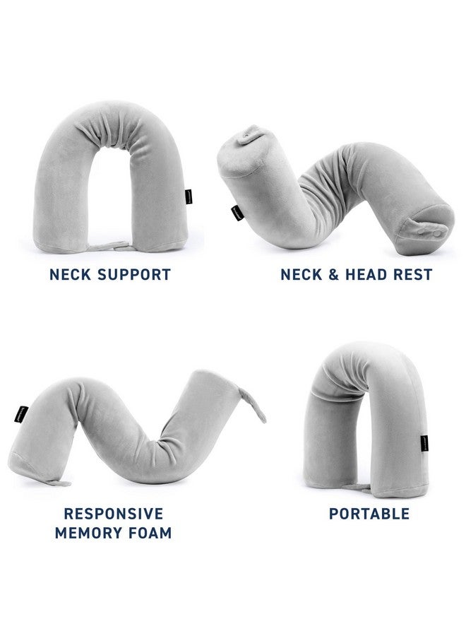 Brookstone Travel Neck Pillow - Free-Form Memory Foam Head and Neck Pillow for Vacations, Airplanes, Trains, Buses, and Cars, Size OneSize, Grey - Image 3