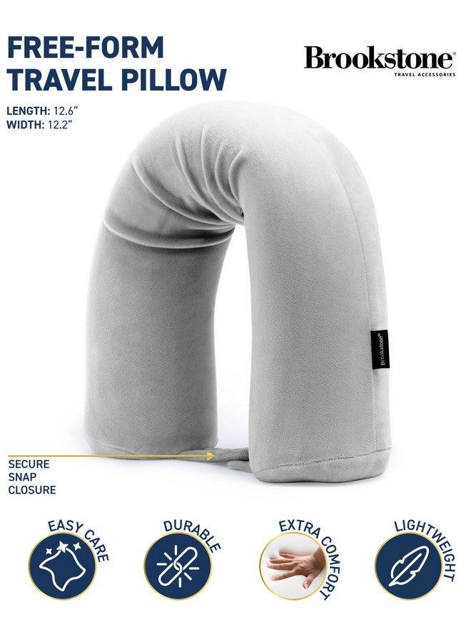 Brookstone Travel Neck Pillow - Free-Form Memory Foam Head and Neck Pillow for Vacations, Airplanes, Trains, Buses, and Cars, Size OneSize, Grey - Image 2