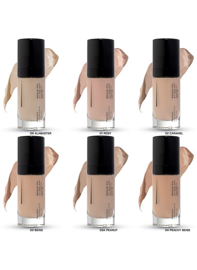 RADIANT PROFESSIONAL MAKE UP / HELLENICA - Radiant Professional Natural Fix All Day Matte Cream Foundation - Long Wear High Coverage Face Makeup Foundation With SPF 15 - Oil Free Matte Finish - For All Skin Types-1.01 oz. (00 Alabaster) - Image 1