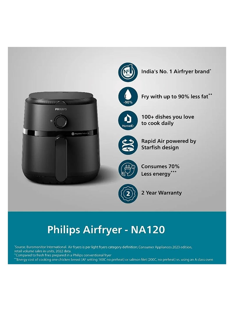 Philips Extra Large Airfryer With Rapid Air Tech - Up to 90% Less Fat - 6.2 L 1700 W NA130 Black - Image 2