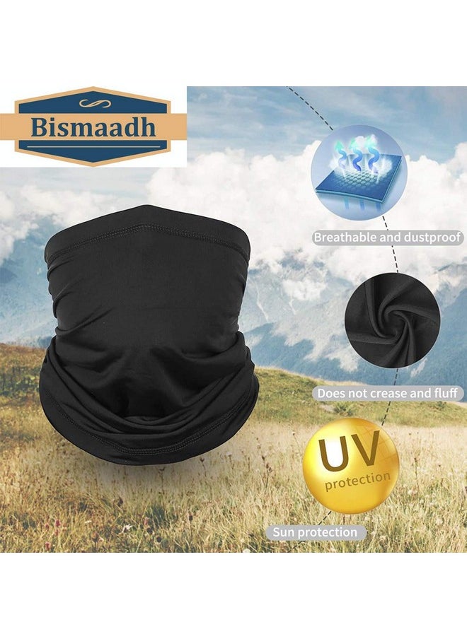 BISMAADH - BISMAADH Men Cotton Outdoor Magic Head And Face Cover Elastic Seamless Bandana Neck Gaiter Scarf Uv Resistence Mask Sport Headwear For Yoga Running Biking Riding Motorcycling, Black - Image 1