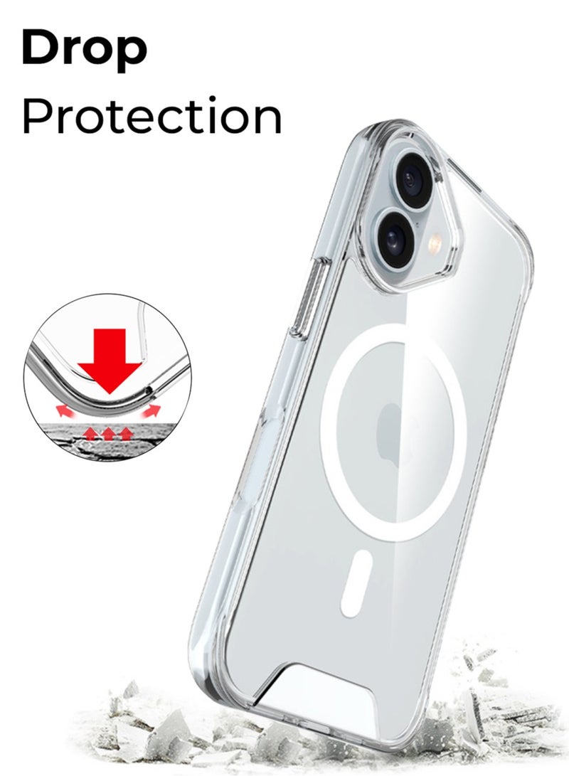 glassology iPhone 16 Plus Clear Magnetic Cover Mag Safe Compatible Hybrid Protective Crystal Clear Hard Back Case Shockproof Silicone Frame Slim Transparent Case for Apple iPhone 16 Plus - Image 4