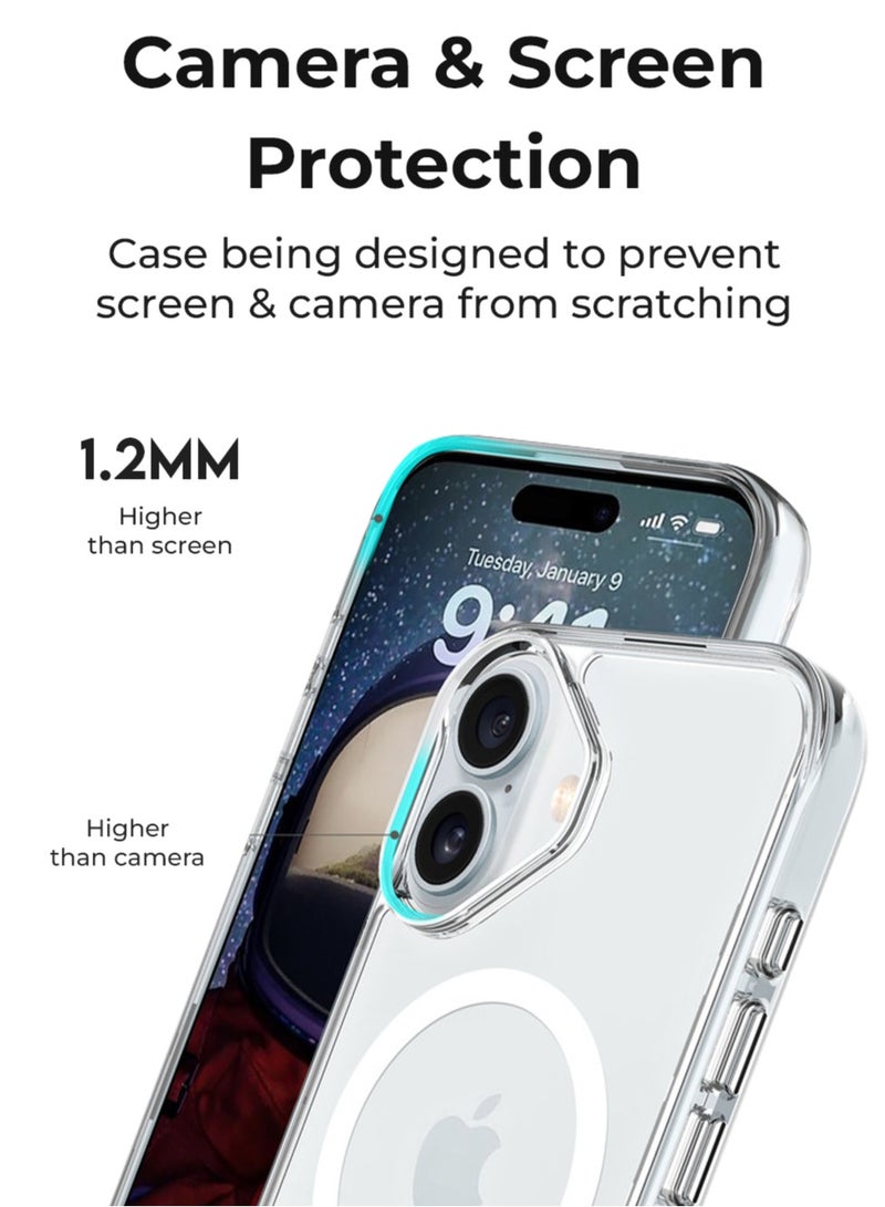 glassology iPhone 16 Plus Clear Magnetic Cover Mag Safe Compatible Hybrid Protective Crystal Clear Hard Back Case Shockproof Silicone Frame Slim Transparent Case for Apple iPhone 16 Plus - Image 3