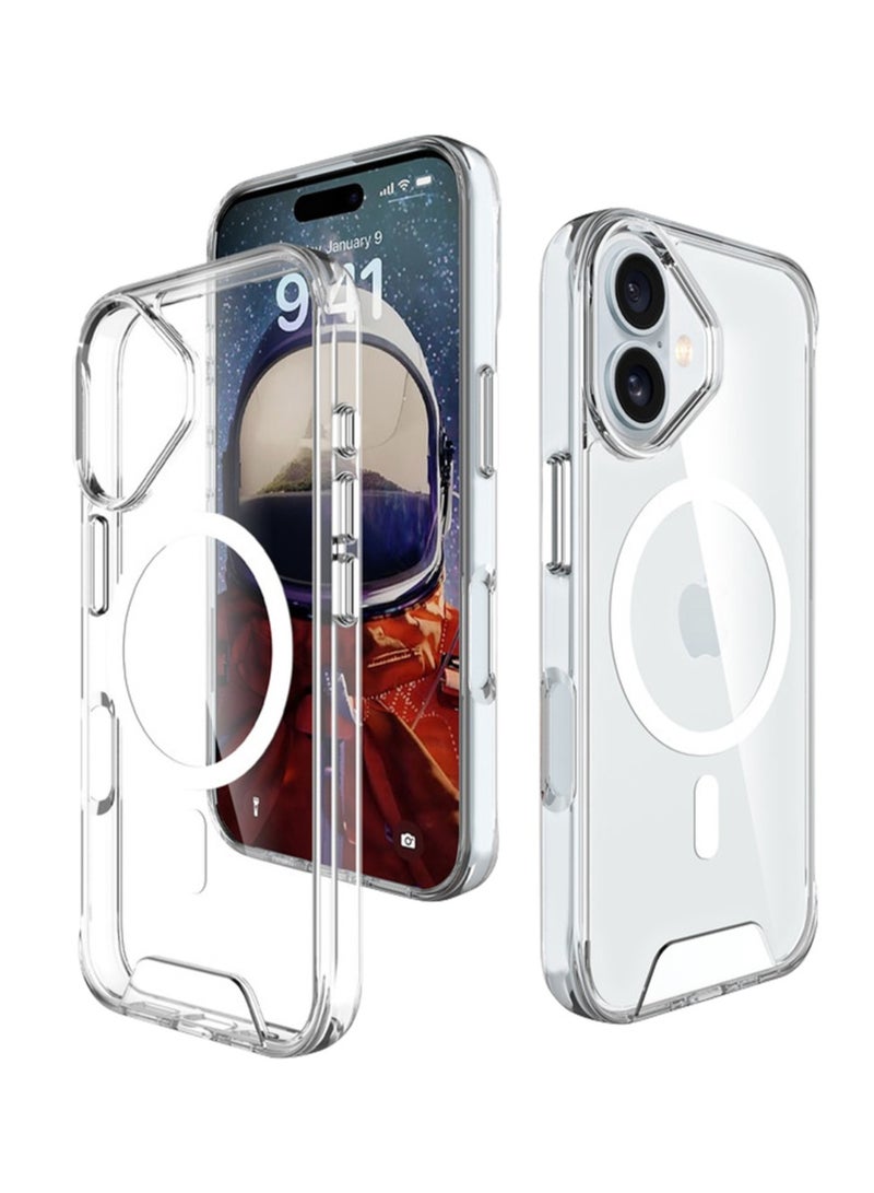 glassology iPhone 16 Plus Clear Magnetic Cover Mag Safe Compatible Hybrid Protective Crystal Clear Hard Back Case Shockproof Silicone Frame Slim Transparent Case for Apple iPhone 16 Plus - Image 2