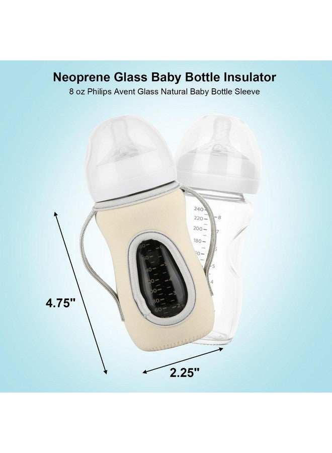 Beautyflier Glass Baby Bottle Sleeve Covers - Reusable Insulator for Improved Heat/Cold Retention, Moisture Neoprene Holder for 8 oz Philips Avent Natural Bottles (Orange+Beige) - Image 1