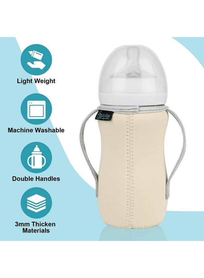 Beautyflier Glass Baby Bottle Sleeve Covers - Reusable Insulator for Improved Heat/Cold Retention, Moisture Neoprene Holder for 8 oz Philips Avent Natural Bottles (Orange+Beige) - Image 3