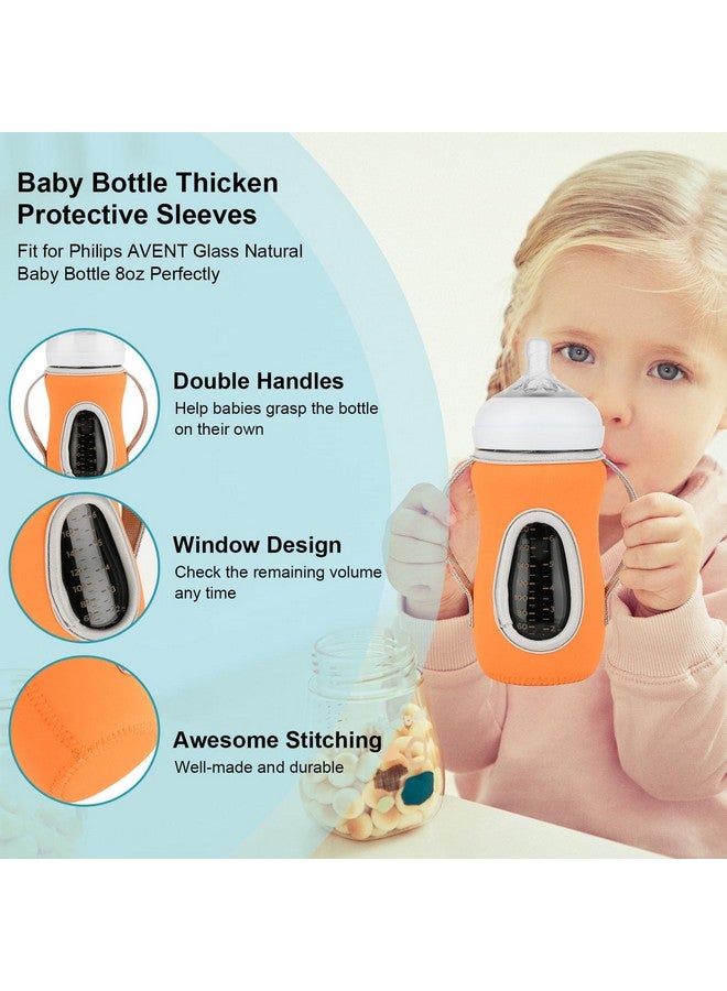 Beautyflier Glass Baby Bottle Sleeve Covers - Reusable Insulator for Improved Heat/Cold Retention, Moisture Neoprene Holder for 8 oz Philips Avent Natural Bottles (Orange+Beige) - Image 2
