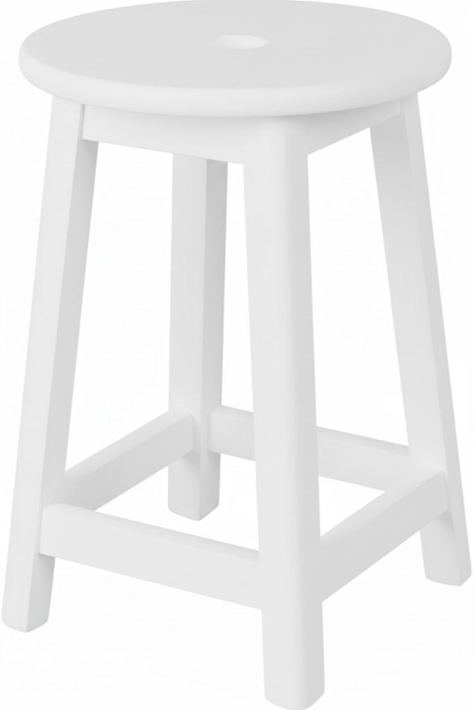 Wooden bar stool without backrest, 50 cm white color